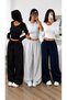 Opportunity Product 3-Pack Women's Black Gray Navy Blue High Waist Trendy Wide Leg Sweatpants