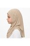 Linda Premium Rayon Hijab for kids Peach Embellished Islamic Headscarf with Pearl & Rhinestone Floral Details, Size S - 3