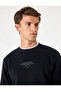 Three Threaded Ribbed Crew Neck Long Sleeve Printed Sweatshirt - 2