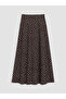 Brown Polka Dot A-Line Skirt with Zipper at the Waist