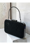 Black Striped Laser Patterned Women's Evening Dress Bag with Black Metal Detail Wedding Engagement Graduation - 2