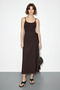 Women's Waist-Tied Long Flared Bitter Brown Skirt