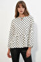 Women's Collared Tie-Dye Polka Dot White Blouse