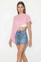 Women's Openwork Knitwear Asymmetrical Cut Pareo Pink - 3