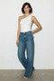 Women's White Blouse with Halter Neck and One-Shoulder Drawstring Detail - 6