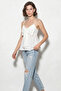 Women's V-Neck Bow Detailed Thin Strap White Blouse with Gipe Back - 3