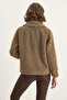 Women's Belted Lined Felt Camel Jacket Coat - 6