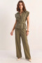 Women's Padded Belt Detailed Pocketed Vest with Elastic Waist Modal Khaki Set - 4