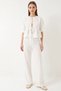 Women's Tie-Detail Short-Sleeved White Blouse and Pants Set