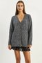 Women's V-Neck Oversize Boucle Knitwear Black Cardigan