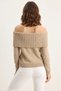 Women's Madonna Collar Knitwear Beige Sweater - 6