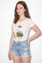 Women's Handmade Embroidered Bicycle Printed Premium Design Cotton T-Shirt Dusty Pink - 2
