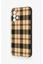 Samsung A13 Compatible Cream Plaid Patterned Silicone Case - 4