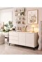 Storage Cabinet, Free Standing TV Cabinet with Drawer, Home Sideboard Cabinet, Entryway Console Cabinet Accent Table for Bedroom Hallway Dining Room, 140*40*75cm (DSG044, White) - 4