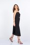 Women's Summer Black Adjustable Strap Dress with Gipeli Detail on the Back 50418 - 4