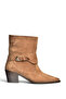 Z654037761 Mink Genuine Leather Suede Low Heeled Western Women's Boots - 6