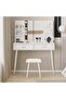 Dressing Table with Lamp and Mirror, 100cm Vanity Table with Soft Stool, Large Modern Toilet Table with Drawers and Shelves, Family Makeup Table Set - 6