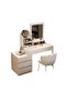 Vanity Desk, Makeup Dressing Table Vanity Bench with LED Mirror, Multifunctional Dresser Makeup Storage Cabinet with Drawers for Women and Girls 110*40*137cm, White - 3
