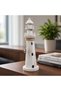 Nautical Wooden Lighthouse Decor, White Coastal Home Decor with Natural Jute Rope & Mini Life Ring, Rustic Beach House Lighthouse Figurine for Tabletop, Shelf, Living Room, Bedroom, Office & Bathroom - 4