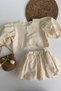 Girl's Balloon Sleeve Blouse and Skirt Set Cream