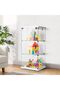 Glass Display Cabinet with Lock, 3 Tier Tempered Glass Showcase, 40.64cm W x 40.64cm D x 83.82cm H, Rectangular Floor Standing, White MDF Base, Modern Style for Collectibles and Trophies - 3