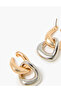 Women Twist Mixed Metal Line Drop Earrings - 2