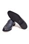 Dark Blue Color Laceless Genuine Leather Men's Shoes - 3