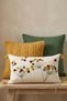Colorful Botanical Bud Flower Motif Embossed Punch Embroidered Tasseled Cotton Throw Pillow Cover 35X55 cm