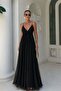 Thin Straps Lace Detail V-Neck Chiffon Maxi Evening Dress 2065