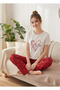 Women's Milan Long Sleeve 100% Cotton Crew Neck Pajama Set - 2