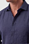 Men's Navy Blue Relaxed Fit Wrinkle Textured Iron-Free Summer Shirt 2602608 - 3