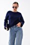 Women's Knitted Loose Sweater with Button Detail on Sleeves 265015 - - 4
