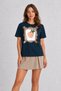 Rustic Peach Graphic T-Shirt - Navy Blue - 3