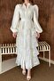White Layered Dress with Flounces - 3