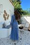 Blue Belt and Floral Print Dress - 4