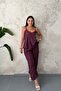 Plum Halter Neck Blouse and Pants Set - 4