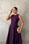 Plum Halter Neck Flared Dress - 5