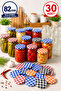 30 Pieces Gingham Patterned 82mm Jar Lids Mixed Color Ra668