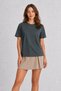 Linol Print Pear Design T-Shirt - Smoked - 4