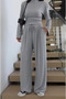 Gray Back-Tie Padded Blouse and Trousers Set - 5165 - 5