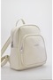 Soft Faux Leather Cream Women's Backpack with Double Compartments, Stylish and Convenient for Daily Use, with Adjustable Straps - 2