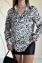 Ecru Leopard Print Satin Shirt - 2