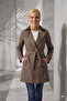 Women's Degaje Collar Half-Length Hijab Lined Belted Water-Repellent Fabric Trench Coat Milk Coffee - 4