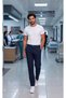 Men's Belted White, Navy Blue, Black Alpaca Fabric Doctor and Nurse Medical Single Bottom Trousers - 7