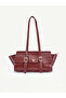 Yennefer Burgundy Belt Buckle Detailed Rectangular Baguette Handbag & Shoulder Bag