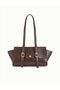 Yennefer Brown Belt Buckle Detailed Rectangular Baguette Handbag & Shoulder Bag
