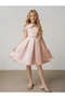 Girls' Evening Gown – Satin Dress with Bow, Stylish Dress for Special Occasions and Events with Pearl Belt - 3