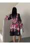 Women's Black-Fuchsia Chokella Fabric Mandarin Collar Belted Midi Dress Jen26105-1 - 4