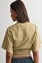 Women's Sand Beige Waist-Fitted Wide-Sleeve Viscose Blouse (4710) - 5