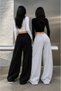 Mnk Sport Sweatpants 2 Pieces Black Gray Loose Leg Comfortable Fit Sweatpants - 5